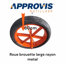 Roue brouette pleine Large rayon Metale a axe orange **